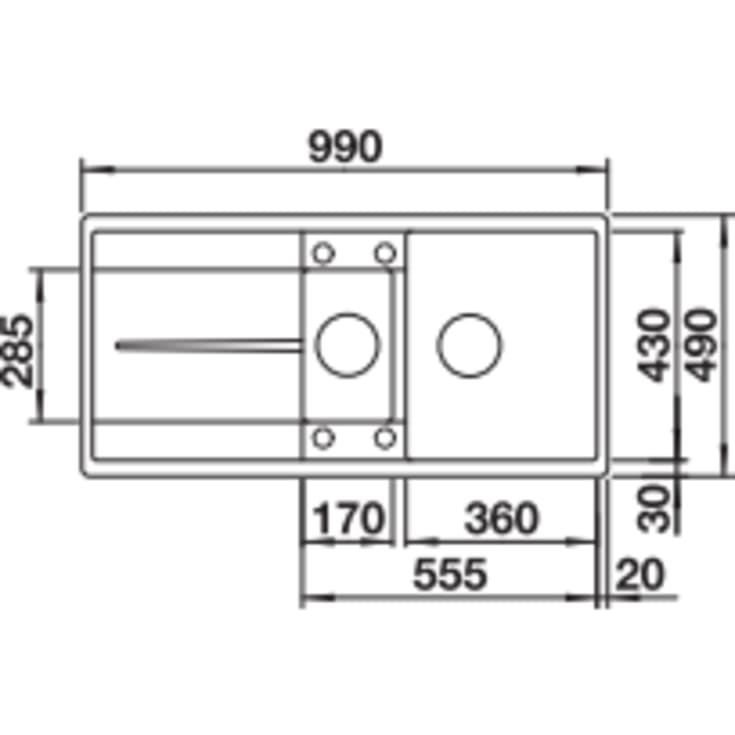 Blanco Metra 6S-F MX køkkenvask, 99x49 cm, råhvid