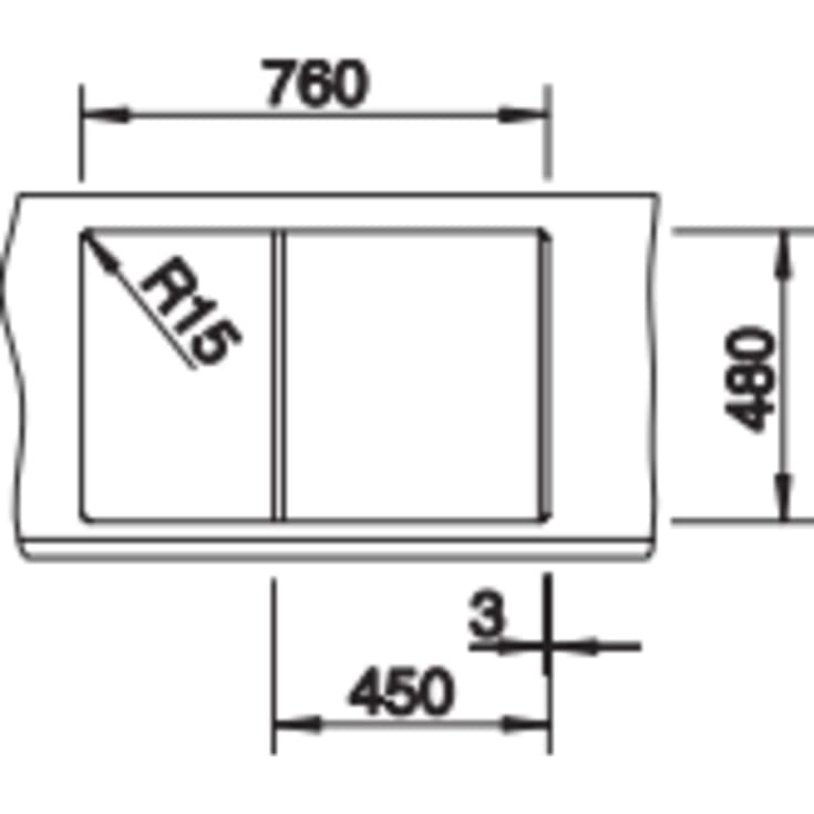 Blanco Metra 45S UX køkkenvask, 78x50 cm, grå