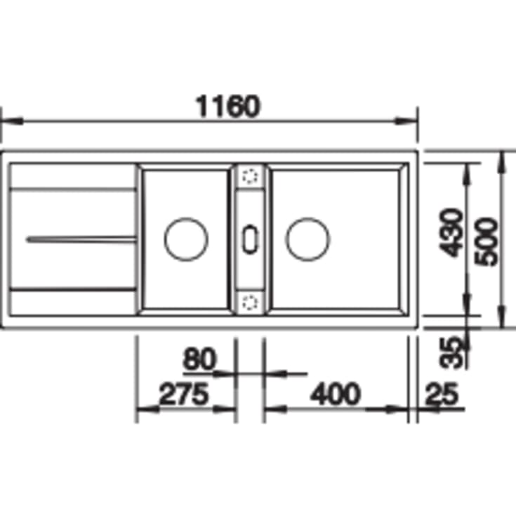 Blanco Metra 8S UX køkkenvask, 116x50 cm, råhvid