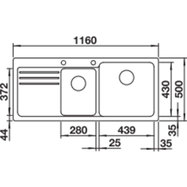 Blanco Naya 8S UX køkkenvask, 116x50 cm, grå