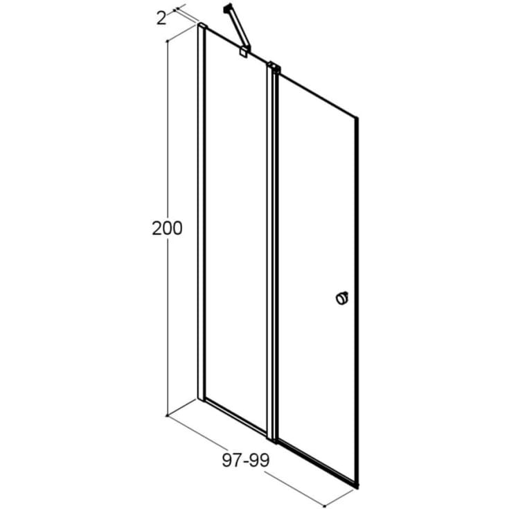 Dansani Match brusedør, model C, 97 cm, klart glas, satin profil