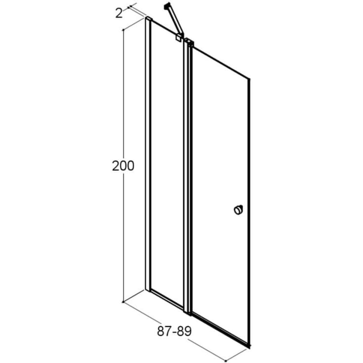 Dansani Match dusjdør, modell C, 87 cm, klart glass, satin profil