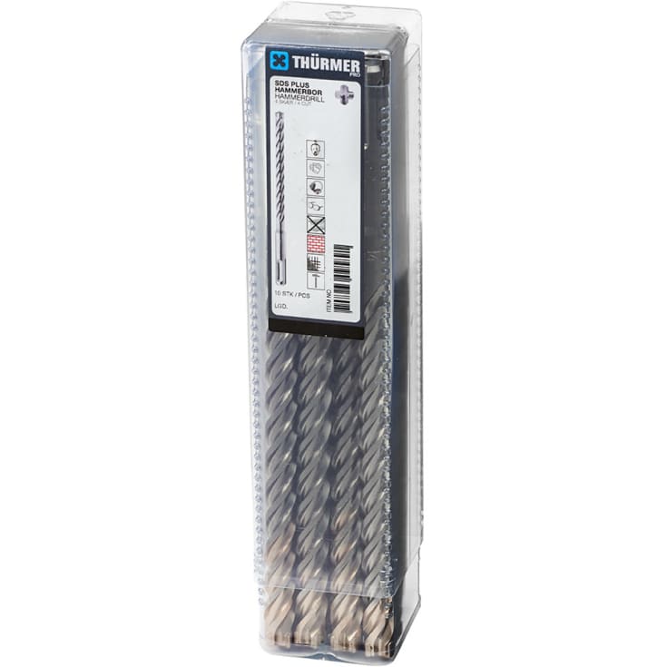 Thürmer 4-skærs SDS-plus hammerbor, 10,0 x 150/210 mm, 10-pak