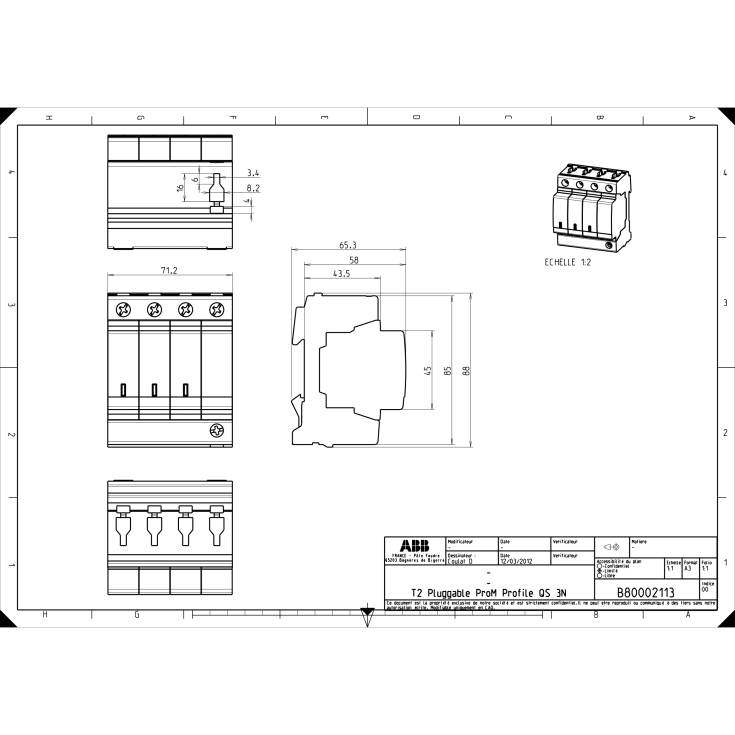 Transientbeskyttelse Type 2 3P+N, OVR T2 3N 40-275 P QS