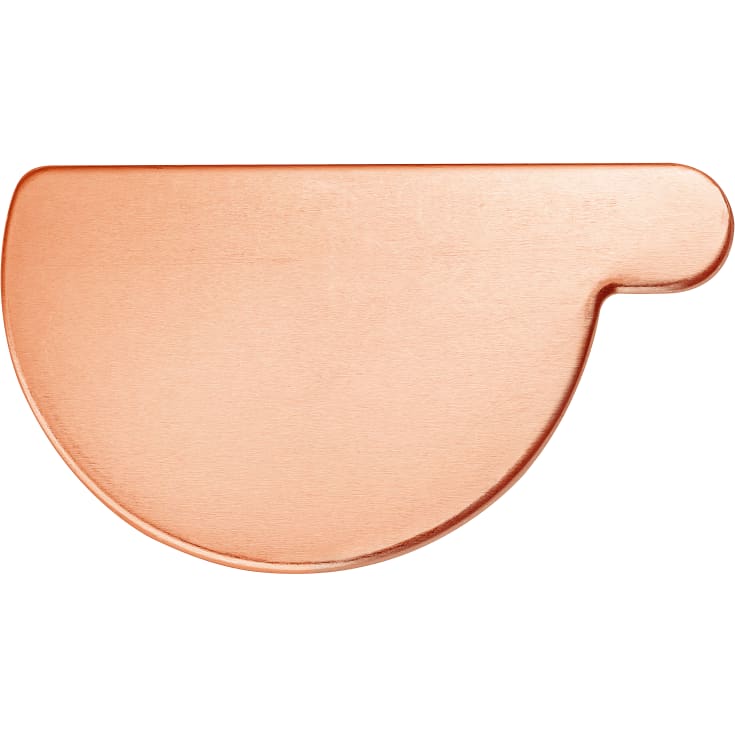 VMzinc endebund nr. 12, 333 mm, venstre, til halvrund tagrende, kobber