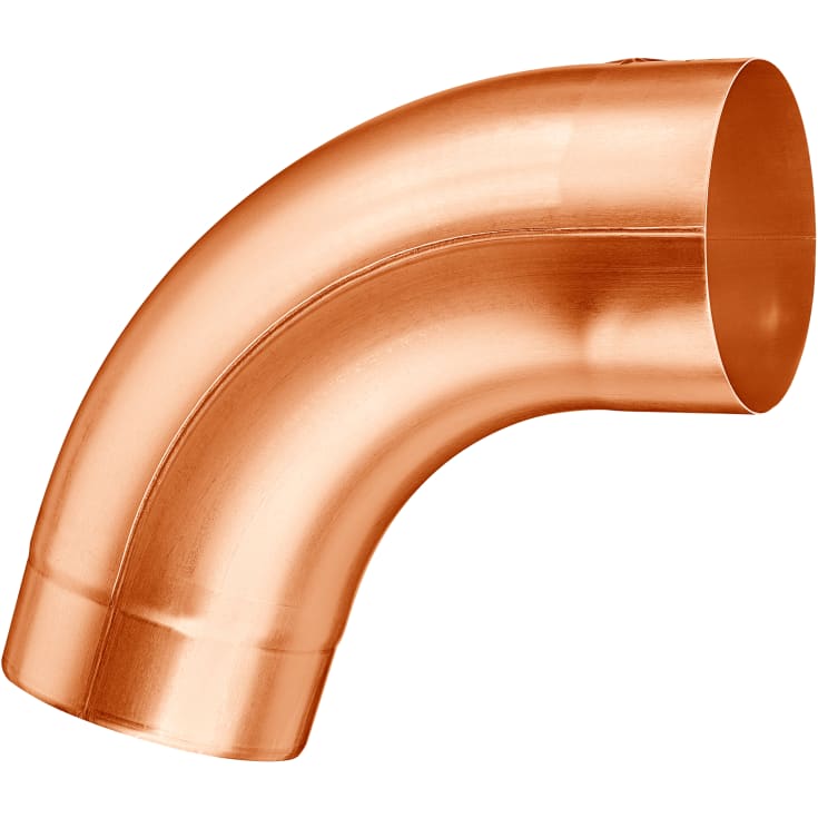 VMzinc bøjning, 72°, Ø87 mm, kobber