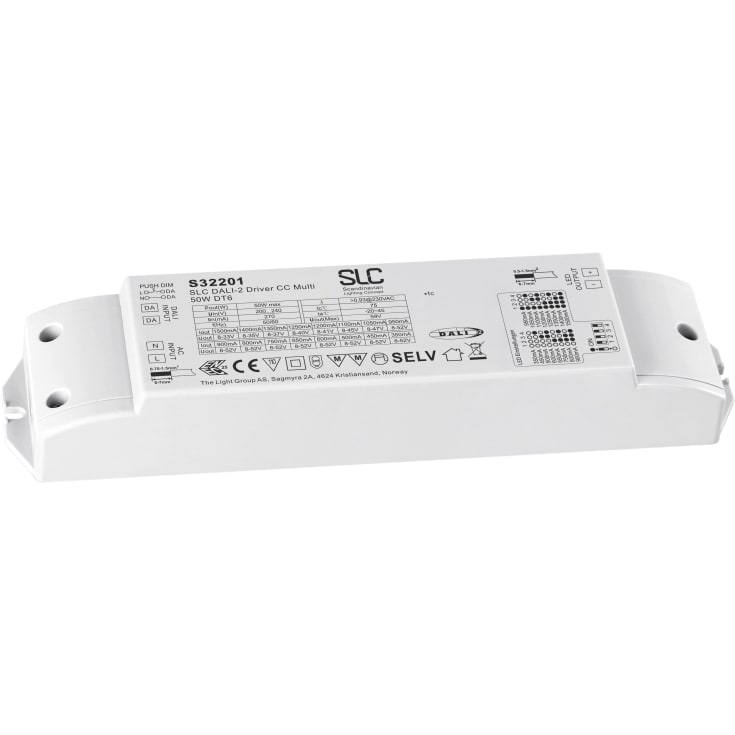 SLC LED Driver 350-1500mA 50W 8-52V DALI-2 CC DIP, dæmpbar