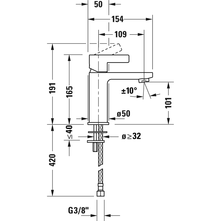Duravit D-Neo håndvaskarmatur medium, krom