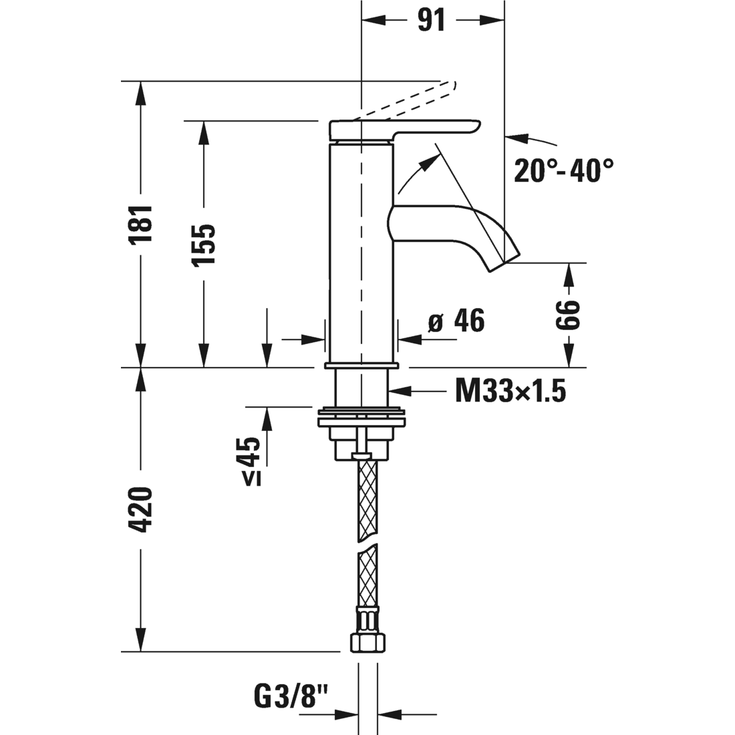 Duravit C.1 håndvaskarmatur small, sort