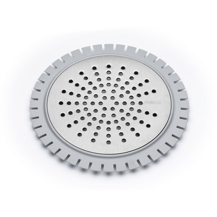 Purus Sun afløbsrist, til microcement, Ø150 mm, børstet rustfrit stål