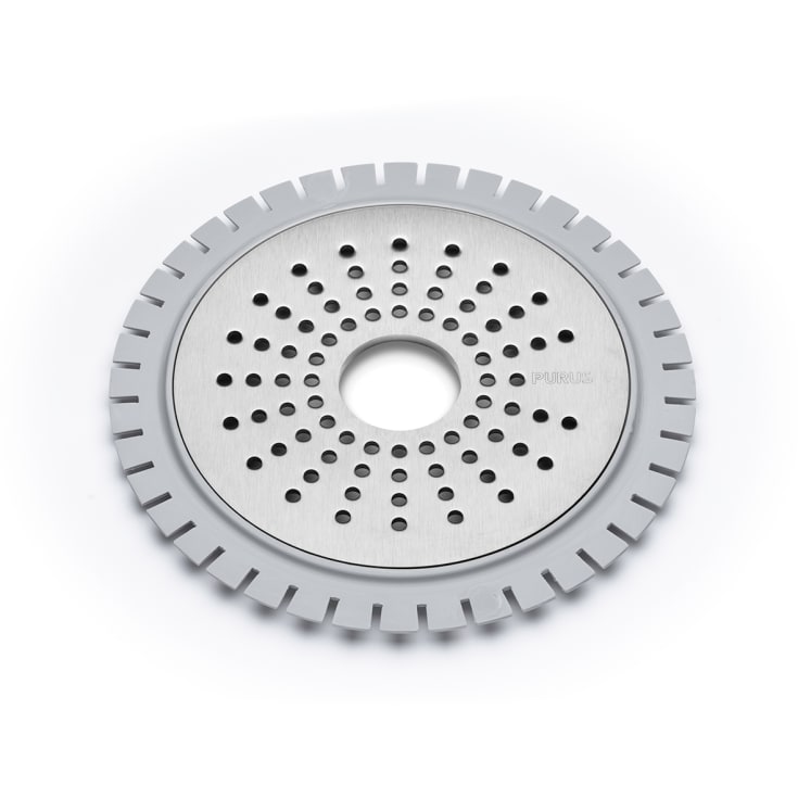 Purus Sun afløbsrist, til microcement, Ø150 mm, børstet rustfrit stål