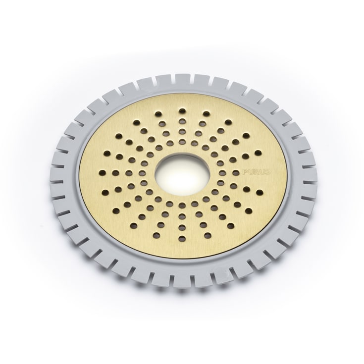 Purus Sun afløbsrist, til microcement, Ø150 mm, messing