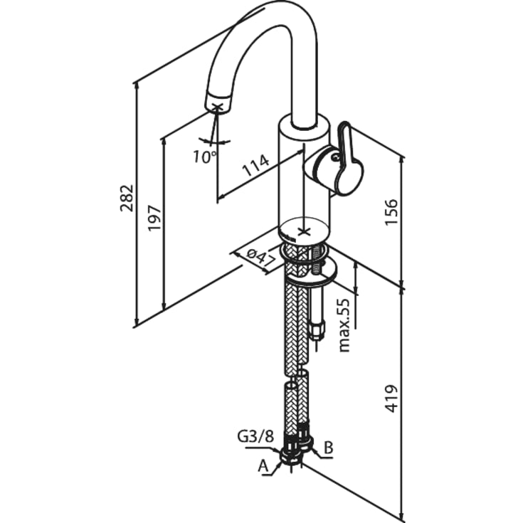 Damixa Silhouet Piccolo servantbatteri, rustfritt stål
