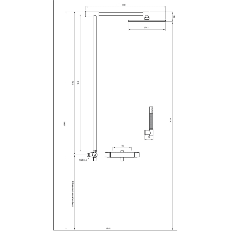 Tapwell TVM300-160 duschset, matt svart