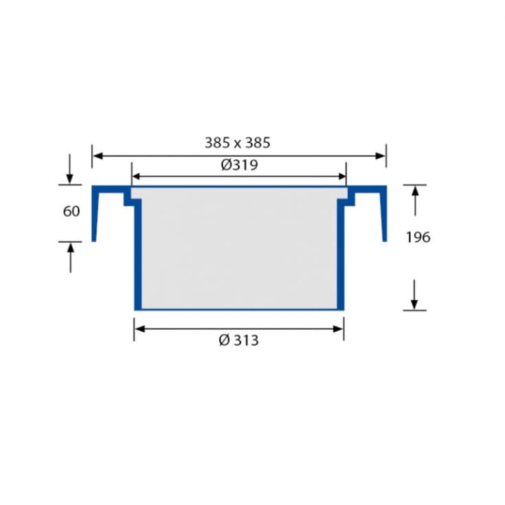 Ulefos fast karm m/rist til 315 mm opføringsrør, 12,5 ton, gråjern