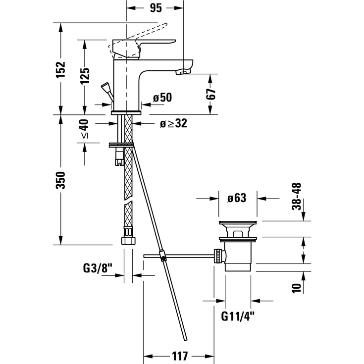 Duravit A.1 tvättställsblandare, small, krom