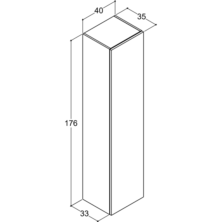 Dansani Play højskab, 40x176 cm, højre, eg