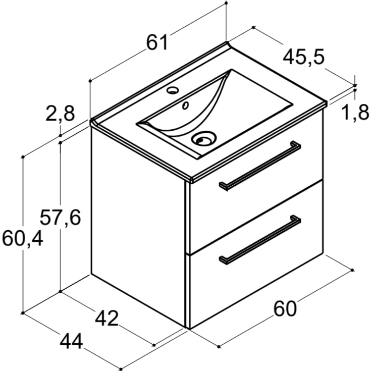 Dansani Mido+ møbelpakke, 61x45,5 eik