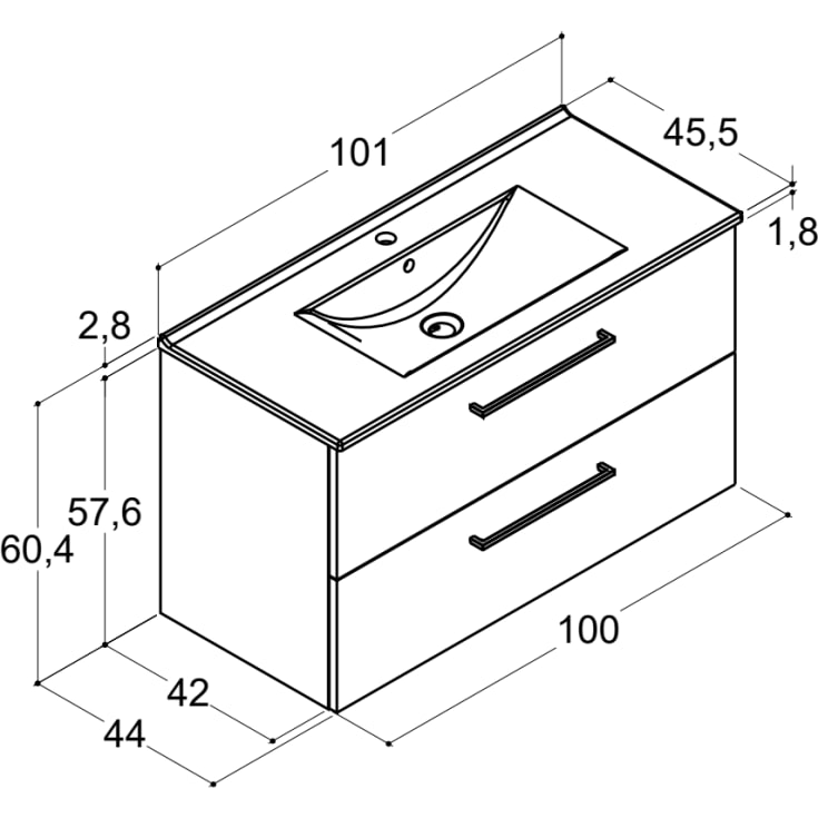 Dansani Mido+ møbelpakke,101x45,5 cm, eg