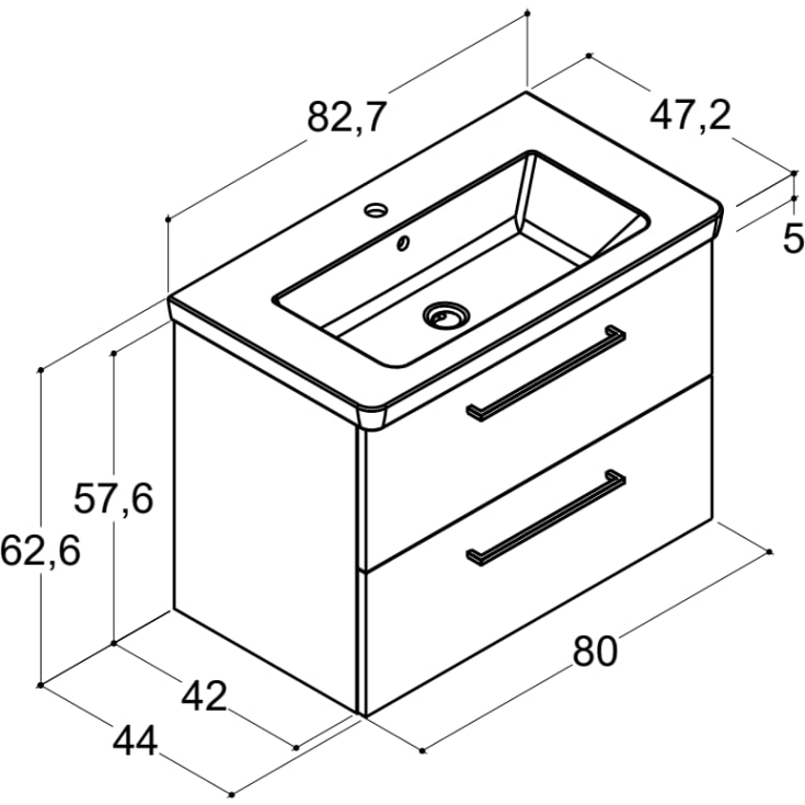 Dansani Mido+ møbelpakke, 82,7x47,2 eik