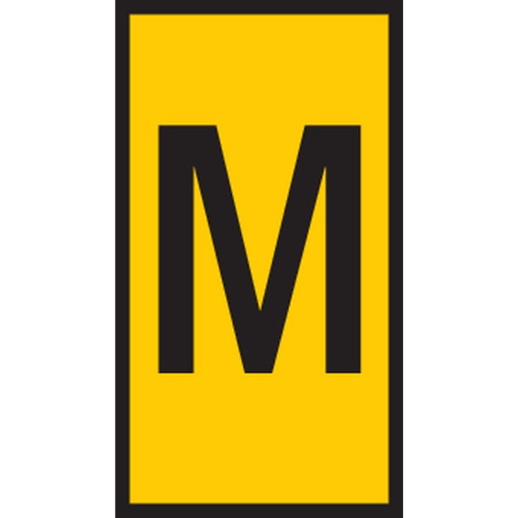 5 stk Ledningsmærke (M) gul WIC2 til 1,5-2,5 mm² ledning (200 stk)