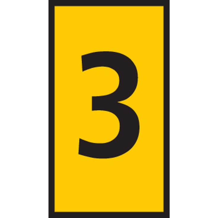 5 stk Ledningsmærke (3) gul WIC2 til 1,5-2,5 mm² ledning (200 stk)