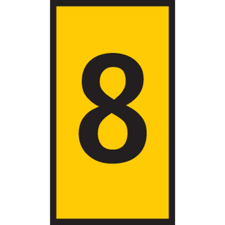 5 stk Ledningsmærke (8) gul WIC2 til 1,5-2,5 mm² ledning (200 stk)