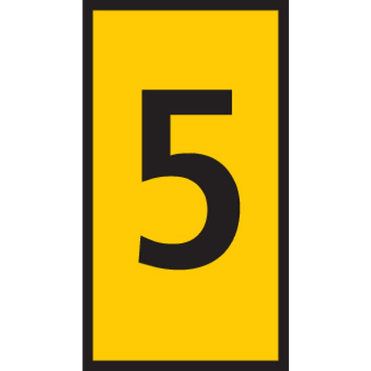 5 stk Ledningsmærke (5) gul WIC3 til 4,0-6,0 mm² ledning (100 stk)