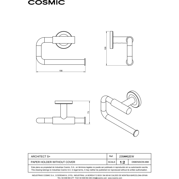 Cosmic Architect S+ toiletrulleholder, rustfrit stål