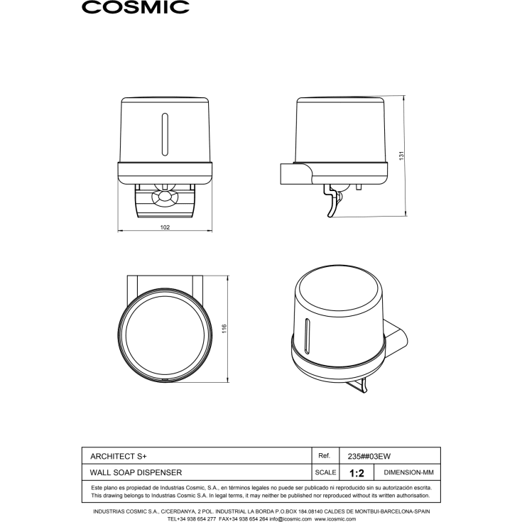 Cosmic Architect S+ tvÄldispenser, matt svart
