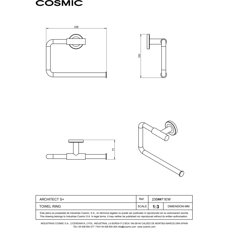 Cosmic Architect S+ håndklædeholder, mat sort
