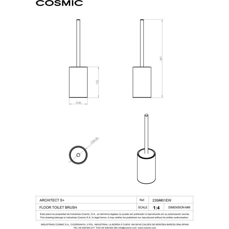 2 stk Cosmic Architect S+ toiletbørste, rustfrit stål