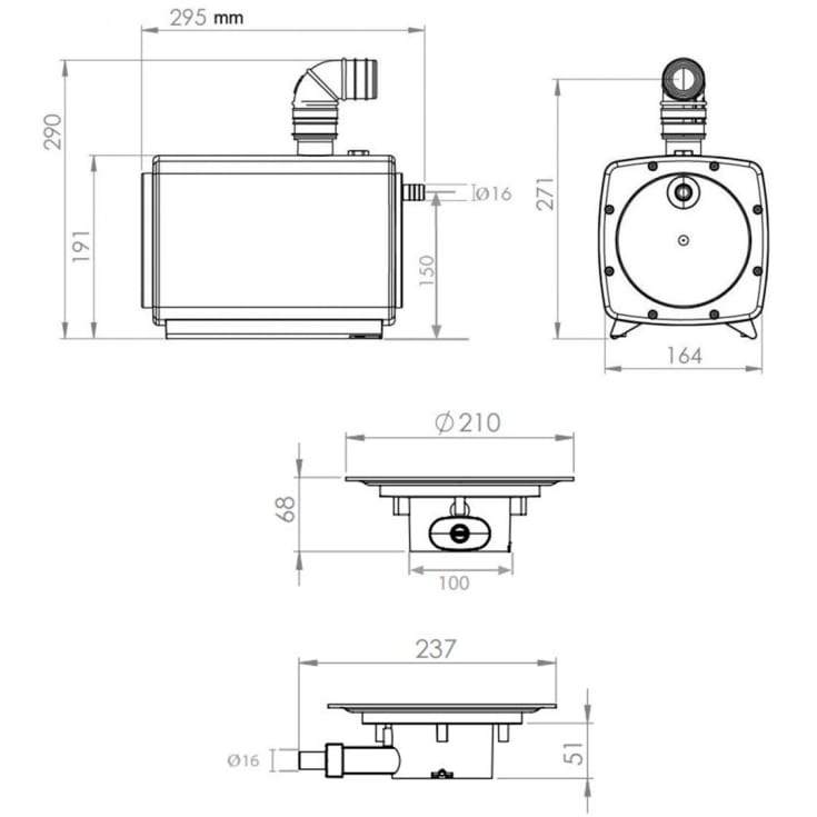 Saniflo Sanifloor 1 afløbspumpe, med rist, til vinylgulv, rustfri stål