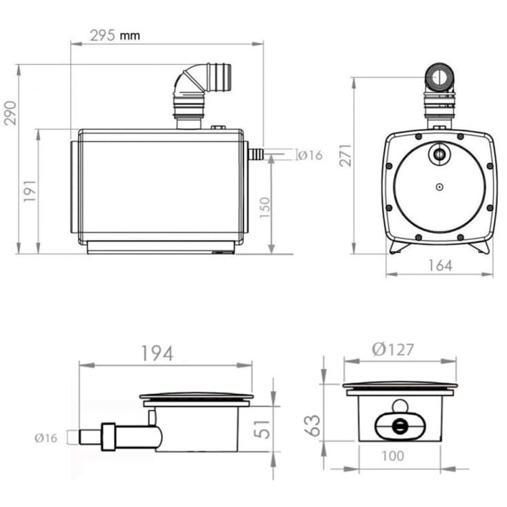 Saniflo Sanifloor 1 afløbspumpe, med rist, rustfri stål