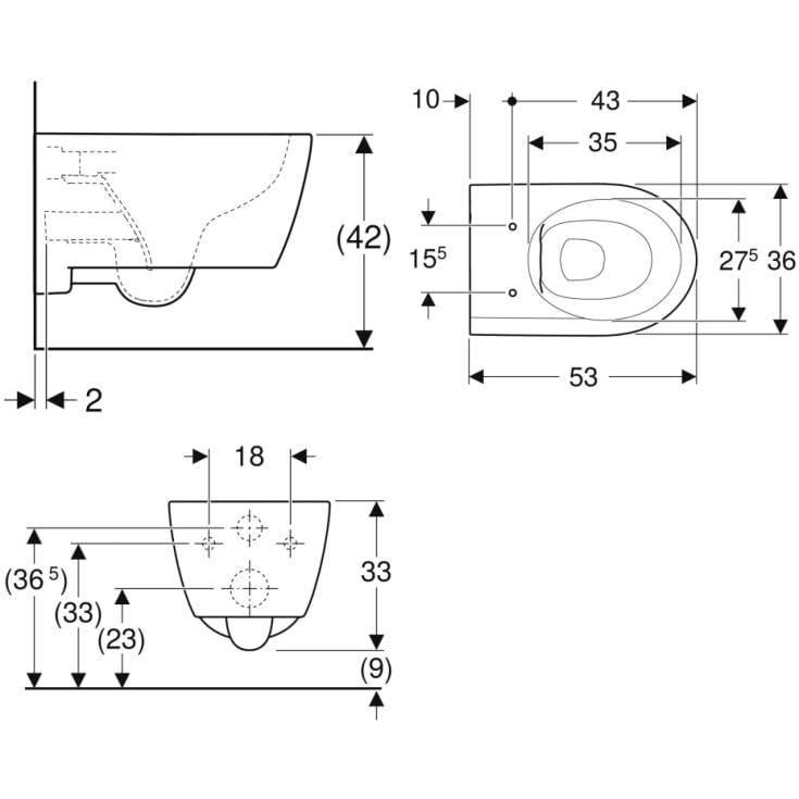 Geberit iCon væghængt toilet, uden skyllekant, hvid