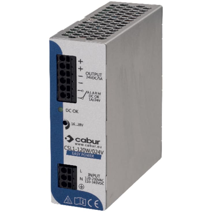 Cabur Strömförsörjning 24VDC 5A, 90-264VAC, CSL1-120W/024V/AA