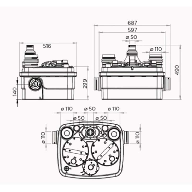 Saniflo Sanicubic 2 classic afløbspumpe med kværn