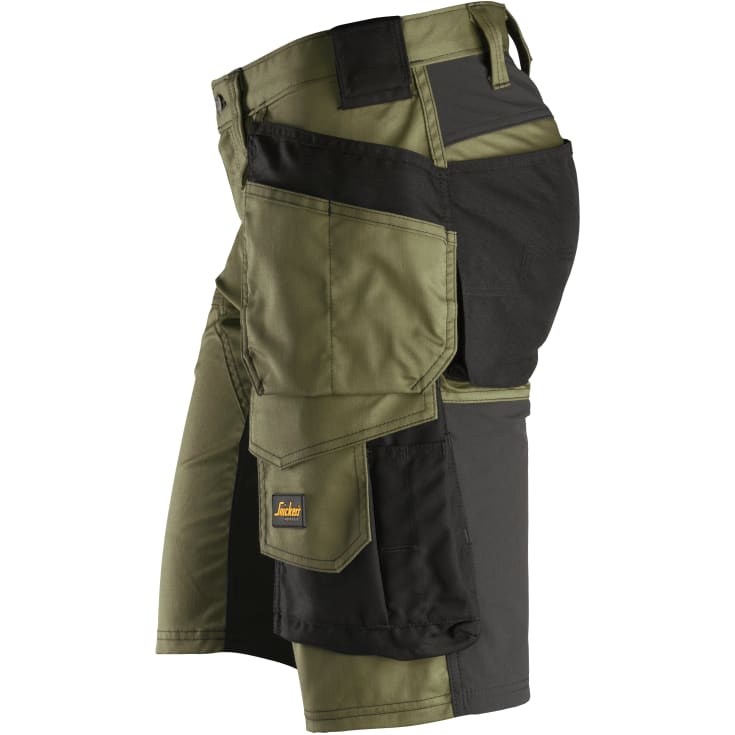 Snickers shorts 6141, hylsterlommer stretch, khaki grøn/sort, 46