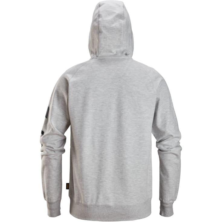 Snickers hættetrøje 2895 med logo og lang lynlås, lys grå, M