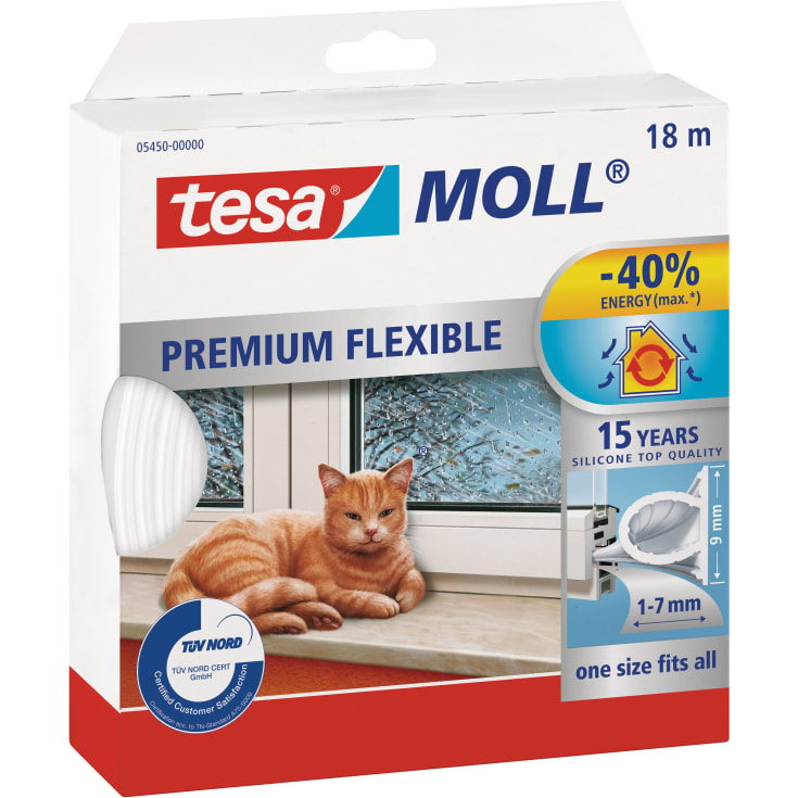 Tesamoll tætningsliste, O-profil, 18 m, hvid