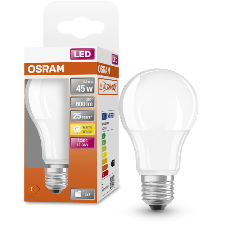 Ledvance E27 standardpære, 12-36V, 2700K, 6,5W