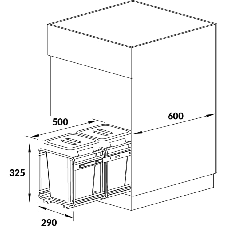 Skanitek Sorti 45/2 affaldssystem, 22 liter, sort