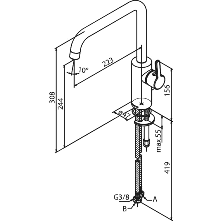 Damixa Silhouet kjøkkenarmatur, antrasitt