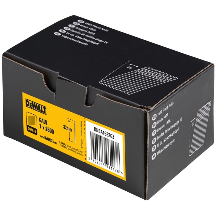 DEWALT 16Ga dykker, galvaniseret, vinklet 20°, 32mm, 2500 stk.