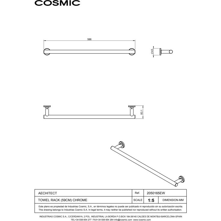 Cosmic Architect håndklestang, 59 cm, krom