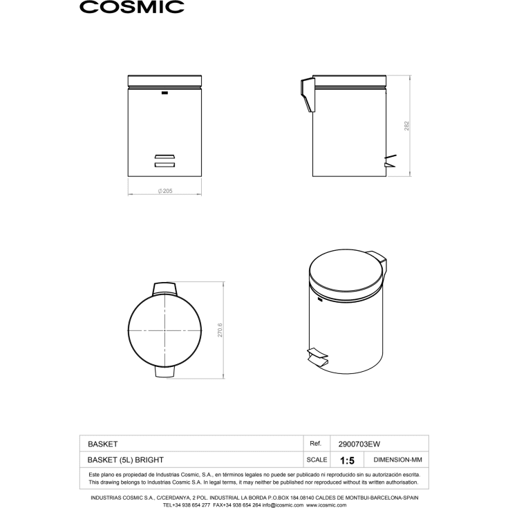 Cosmic Architect papperskorg, 5 liter, rostfritt stål