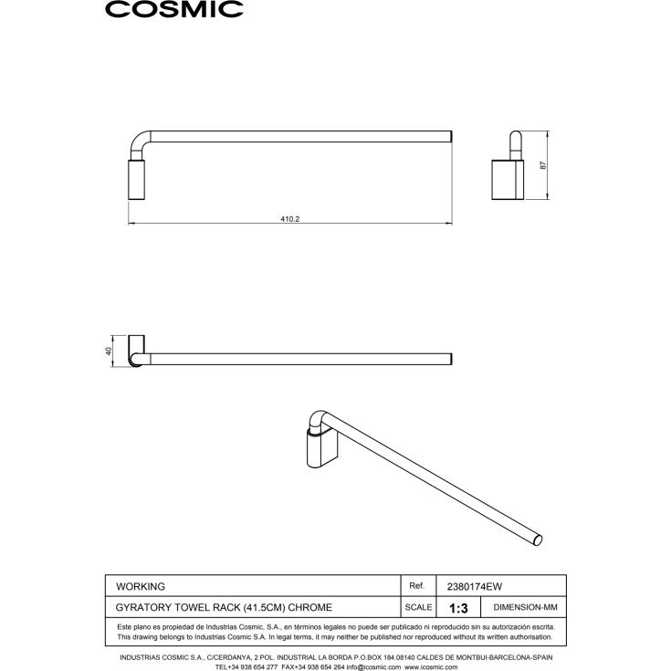 Cosmic Architect håndklædestang, 41,5 cm, krom