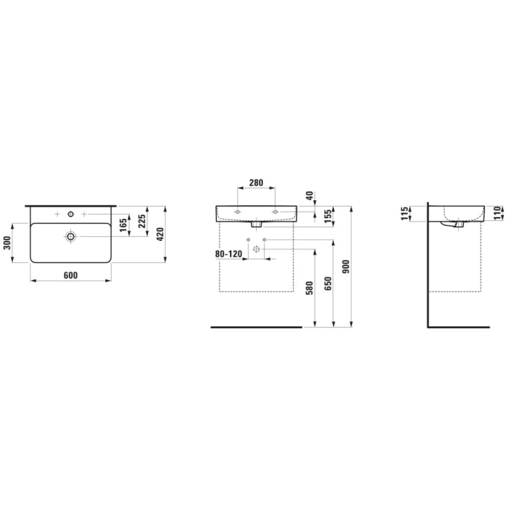 Laufen Val håndvask, 60x42 cm, sort