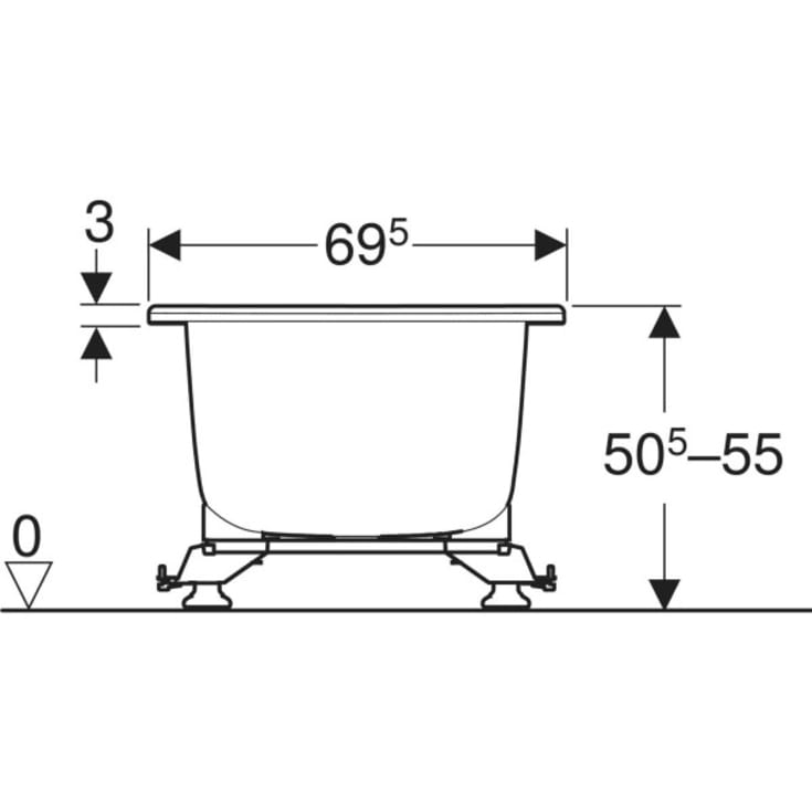 Ifö Caribia BK14 badekar, 140x70 cm, hvid