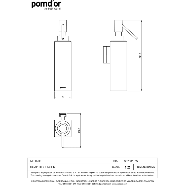 Cosmic Metric sæbedispenser, mat sort